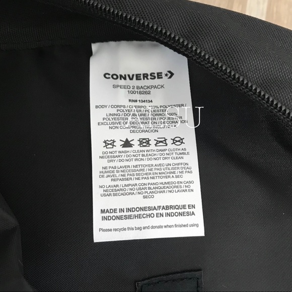 Converse Speed 2 Men’s  Backpack Black AUTHENTIC - Picture 8 of 9